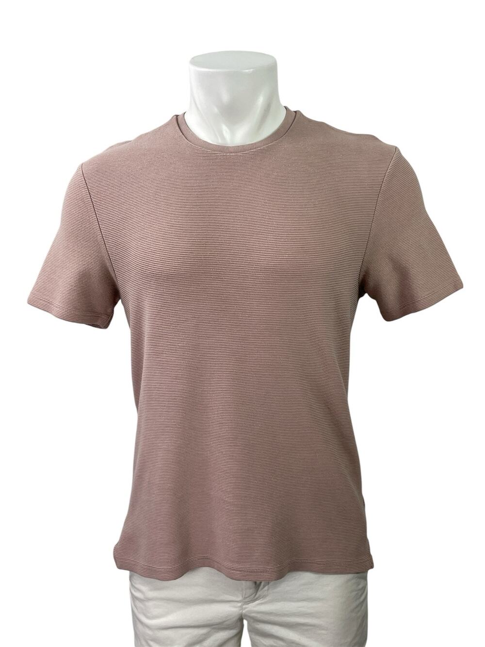 Topman Men's Brown Tan Rib Knit Crewneck Short Sleeve Casual Tee T-shirt Top M